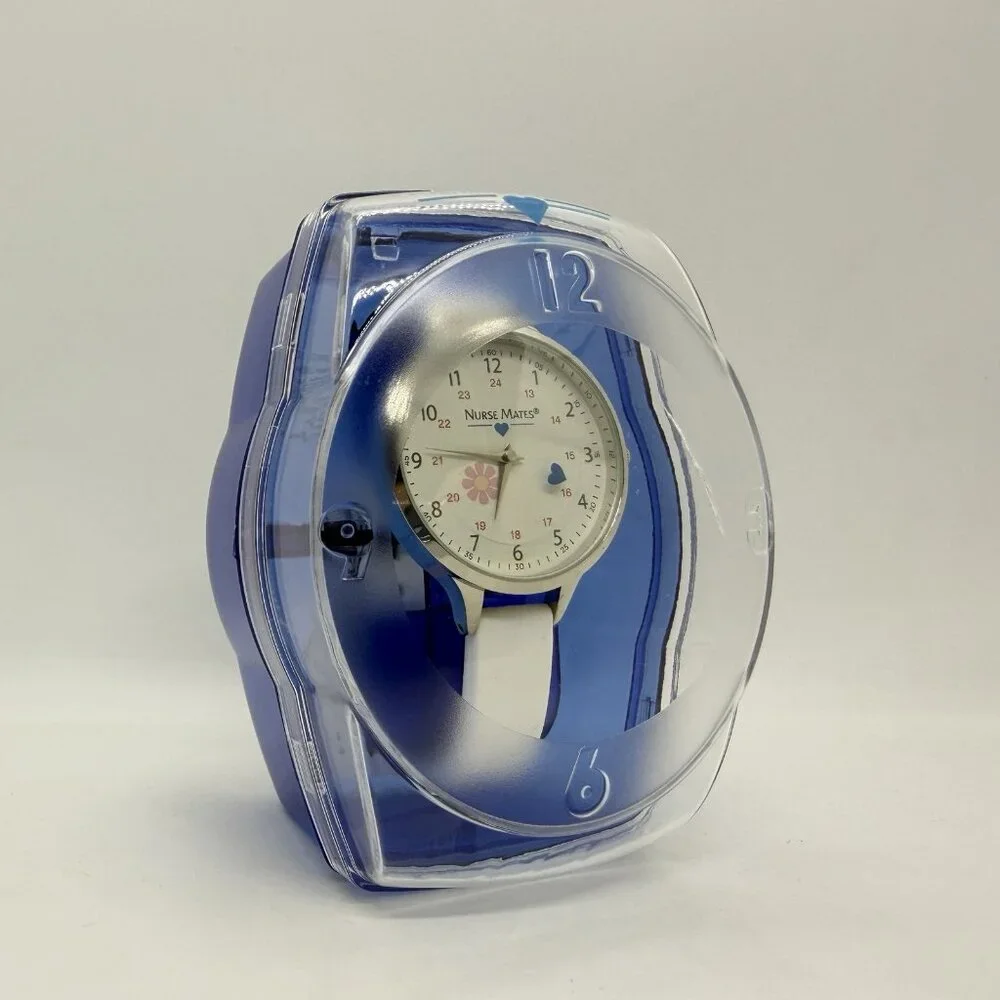 Nurse Mates Military Time nurse watch water-resistant Silicone strap - White